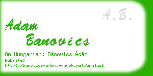 adam banovics business card